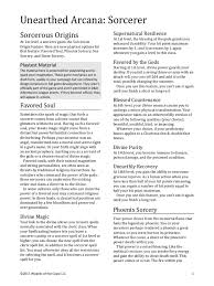 Unearthed Arcana Sorcerer Pdf Magic Paranormal