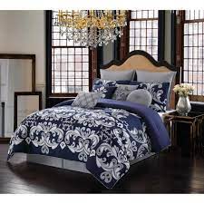 Darker blue, like navy, is associated with intelligence, stability, unity, and conservatism. Style 212 Dolce 10 Piece Silver And Navy King Comforter Set Cs2641kg10 1300 The Home Depot