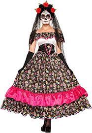Ghost / skeleton / day of the dead costumes. Amazon Com Forum Novelties Women S Day Of Dead Spanish Lady Costume Multi Standard Clothing Shoes Jewelry