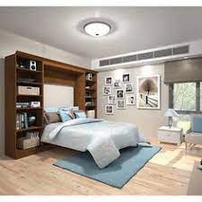 Bestar Audrea Full Wall Bed With Two 25 Storage Units In White Modern Murphy Beds Murphy Bed Murphy Bed Plans