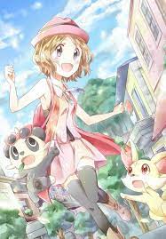 Serena With Her Fennekin And Her Pancham I Give Good Credit To Whoever Made This Pokemon Characters Pokemon Pictures Cute Pokemon