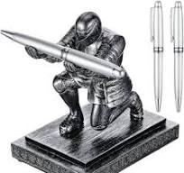 Amazon.com : Spakon Knight Pen Holder with 2 Pens Resin Desk ...