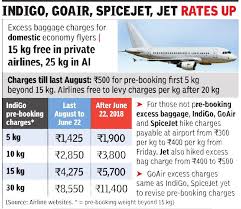 baggage charges indigo spicejet goair hike excess baggage