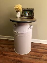 Black And White Farmhouse End Tables White Milk Jug Wood End Table Rustic End Table Rustic Table Milk Can Night Stand Side Table Plant Rustic End Tables Wood End Tables Farmhouse End Tables