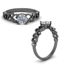 Beautiful Filigree Diamond Engagement Ring In 18k Black Gold Fascinating Diamonds