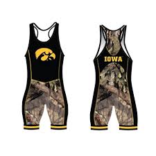 Cliff Keen Iowa Wrestling Singlet With Mossy Oak Break Up Pattern