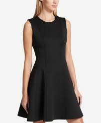 Dkny New Women S Black Sleeveless Fit Flare Dress Size S Ret 139 Dkny Fitflaredress Scuba Dress Fit Flare Dress Fit Flare