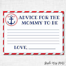 Printable baby shower advice cards. Nautical Anchor Printable Baby Shower Wishes For Baby Advice Cards Party Games Activities Home Garden