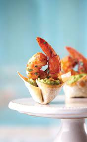 Shrimp Guacamole Wonton Bites Our State Seafood Recipes Appetizer Recipes Food