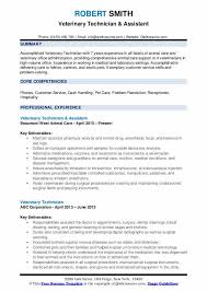 Veterinary assistants provide assistance to veterinary doctors in animal hospitals or other facilities that cater to veterinary receptionist job description for resume. Veterinary Technician Resume Samples Qwikresume