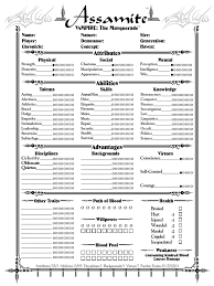 Browse for the vampire the masquerade character sheet. Assamite Character Sheet Role Playing Games Gaming