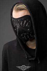 Steampunk Cyberpunk Leather Black Mask Etsy In 2021 Fashion Face Mask Black Mask Leather Mask
