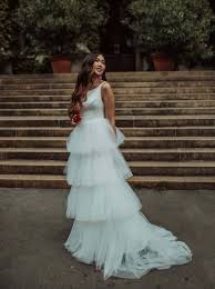 Dance the night away in this whimsical high low tiered tulle skirt separate! 25 Fahionable Tiered Tulle Wedding Dresses Weddingomania
