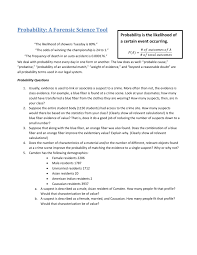 Our online forensic science programs are designed to meet the needs of today's working professionals. Probability And Class V Individual Worksheet