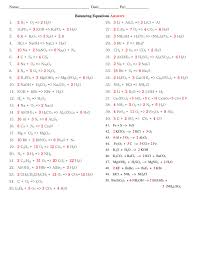 Balancing Chemical Equations Worksheets With Answers Balancing Equations Chemical Equation Balancing Equations Chemistry