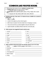 Grammar, reading, spelling, & more! Common And Proper Nouns Worksheet Answer Key By Robert S Resources