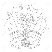 Coloriage le clown à gommettes et en couleur. Coloriage Contour D Un Drole De Clown Balles De Jonglage Livre De Coloriage Pour Les Enfants Clip Art Libres De Droits Vecteurs Et Illustration Image 58327939