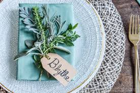 Once the slit is cut, stain the woodblock with your favorite stain. Simple Place Card Holders With Fresh Herbs Flowers Jessica Welling Interiors