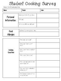 Student Cooking Survey Student Survey Life Skills Class Family And Consumer Science