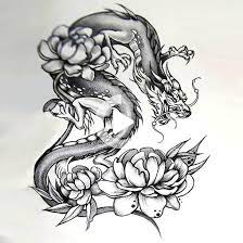 Japanese Dragon With Peonies Tattoo Design Tattoos For Women Flowers Dragon Tattoo With Flowers Japanese Tattoo