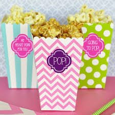 This ready to pop popcorn box is decorated all the way around with polka dots covering the sides and back faces. She S About To Pop Baby Shower Theme