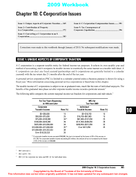 2009 Chapter 10 C Corporation Issues