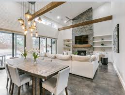 Gray Stained Concrete Living Room Floors With White Walls Living Room Flooring White Walls Home Decor