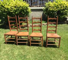 Vintage Ladder Back Chairs Sturdy Show Minimal Wear Beautiful Tall Back Chair With Rush Seats Four Chairs Sold Sepe Vintage Ladder Ladder Back Chairs Chair