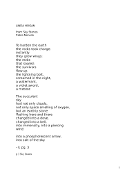 Doc E Stones Pablo Neruda Final Docx Linda Hogan Academia Edu