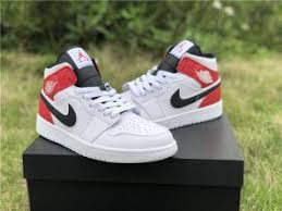 Air Jordan 1 Mid White Black Gym Red Nike Air Jordan 1 Mid Chicago Remix White Black Gym Red In 2020 Jordan 1 Mid Air Jordans Jordan 1