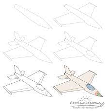 Easy, step by step how to draw plane drawing tutorials for kids. How To Draw A Fighter Jet Step By Step Easylinedrawing