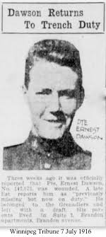 Biography for WW1 Veteran Ernest Jonathan Dawson, Canadian Expeditionary  Force