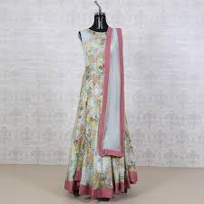 The floral prints have always been in fashion but this time its highly trending in the indian ethnic wears. Buy A Baby Blue Floral Printed Designer Anarkali Online