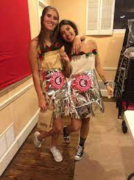 Chipotle Burrito Costumes Thrift Store Shirts Felt Tablecloth Combined Total Of Thrift Store Halloween Costume Diy Halloween Costumes Halloween Costumes
