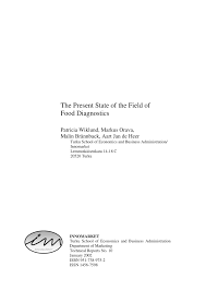 Pdf The Present State Of The Field Of Food Diagnostics