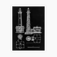 These diy lighthouse project plans are downloadable, so you can immediately start working on your lighthouse. Chalkboard Lighthouse Plans Greeting Card By Joolya Redbubble