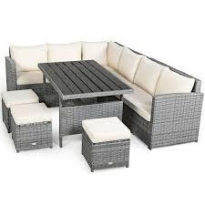 Our goal is to provide something for every homeowner's taste from modern to traditional in price ranges accommodating all our customers' needs. 7 Pcs All Weather Patio Rattan Dining Furniture Sectional Sofa Set With Wicker Ottoman And Cushed Couch Costway