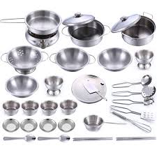 Maybe you would like to learn more about one of these? 32pcs Stainless Steel Kids House Kitchen Toy Cooking Cookware Children Pretend Play Kitchen Playset Silver Walmart Com Walmart Com