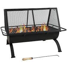 Round fire pit will fit right in with all of your backyard accessories. Sunnydaze Decor Northland 36 In X 27 In Rectangle Steel Wood Burning Fire Pit With Cooking Grill Nb Nw201 The Home Depot Rectangular Fire Pit Fire Pit With Cooking Grate Wood Burning Fires