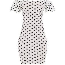 Black And White Polka Dot Bodycon Dress White Polka Dot Puff Sleeve Bardot Bodycon Dress 28 Liked On Polyvore Featuring Dresses White Col Spotty Dress White Polka Dot Dress Bardot Bodycon Dress