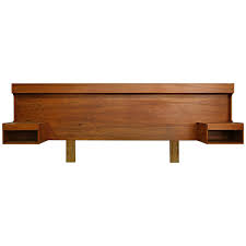 Danish Teak King Size Headboard With Lights And Floating Nightstands Headboard With Lights Headboard King Size Headboard