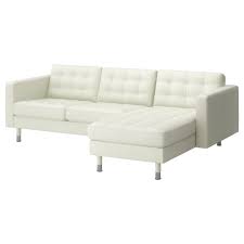 Ikea Landskrona Sofa Grann With Chaise Grann Bomstad Bomstad White Metal Soft Dyed Through 3 6 White Leather Sofas White Leather Couch Faux Leather Sofa