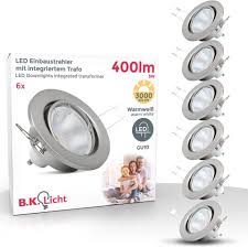 Led einbaustrahler dimmbar flach 230v led spot einbauleuchte 6 x 5w 500lm schwenkbar led deckenstrahler deckeneinbaustrahler einbauspot ip44 matt für wohnzimmer, büro (warmweiß) 4,1 von 5 sternen. B K Licht Led Einbaustrahler Led Einbauleuchte Schwenkbar Nickel Matt Decken Spot Einbau Leuchte Gu10 Inkl 5w 400lm Online Kaufen Otto