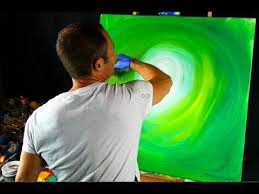 3 Painting Green Magical Landscape Trees River Acrylic Paint Round Brush Landscape Painting Tutorial Abstract Painting Acrylic Easy Landscape Paintings