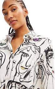 Desigual Verona Monochrome Arty Faces Shirt 23WWCW09 White : Amazon.co.uk:  Fashion