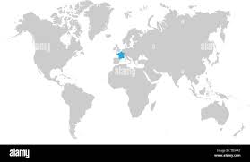 World Map Showing France The Map Of France Is Highlighted In Blue On The World Map Stock Vector  Image & Art - Alamy