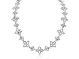 Roberto Coin 18k White Gold Princess Flower Necklace Featuring 801 Round Diamonds 10 70ctw Diamond 18k White Gold Princess Flower