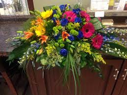 Colorful Casket Spray Casket Flowers Funeral Flower Arrangements Funeral Flowers