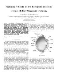 Pdf Preliminary Study On Iris Recognition System Tissues
