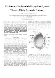 pdf preliminary study on iris recognition system tissues